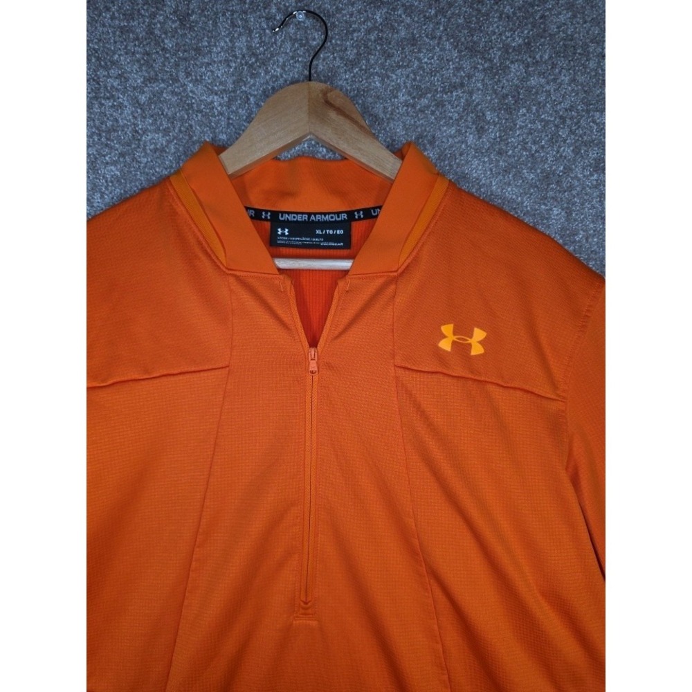 Under‎ Armour ColdGear 1/4 Zip Pullover XL Orange Loose Fit Performance Golf...